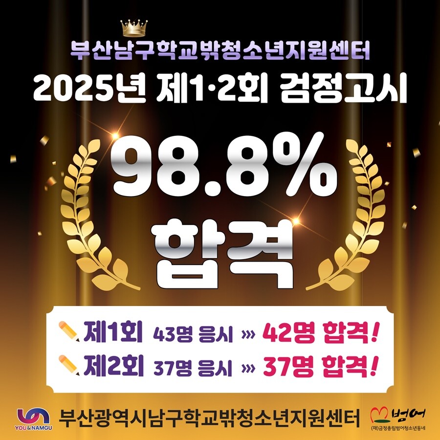 부산 남구, 학교 밖 청소년 검정고시...