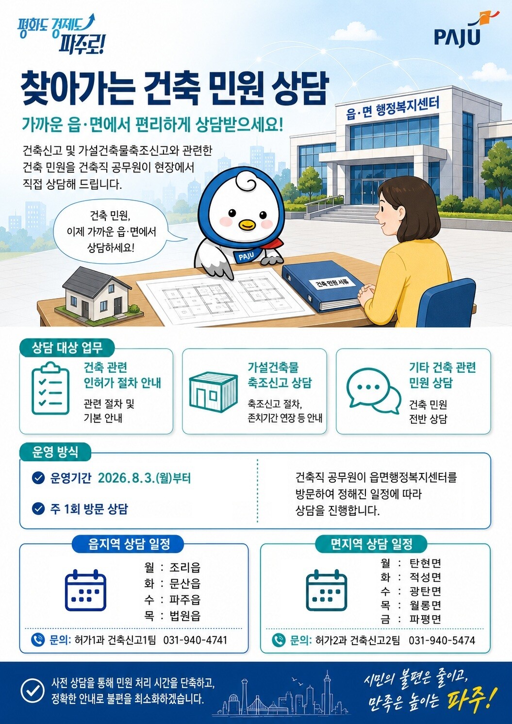 파주시, 8월부터 읍면으로 ‘찾아가는...